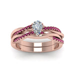 Load image into Gallery viewer, pear-shaped-Infinity-twist-diamond-matching-bridal-set-with-pink-sapphire-in-14K-rose-gold-FD8253PEGSADRPI-NL-RG
