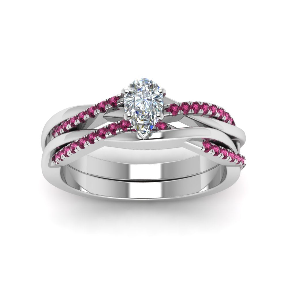pear-shaped-Infinity-twist-diamond-matching-bridal-set-with-pink-sapphire-in-950-Platinum-FD8253PEGSADRPI-NL-WG