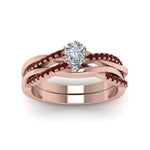 Load image into Gallery viewer, pear-shaped-Infinity-twist-diamond-matching-bridal-set-with-ruby-in-14K-rose-gold-FD8253PEGRUDR-NL-RG

