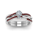 Load image into Gallery viewer, pear-shaped-Infinity-twist-diamond-matching-bridal-set-with-ruby-in-14K-white-gold-FD8253PEGRUDR-NL-WG
