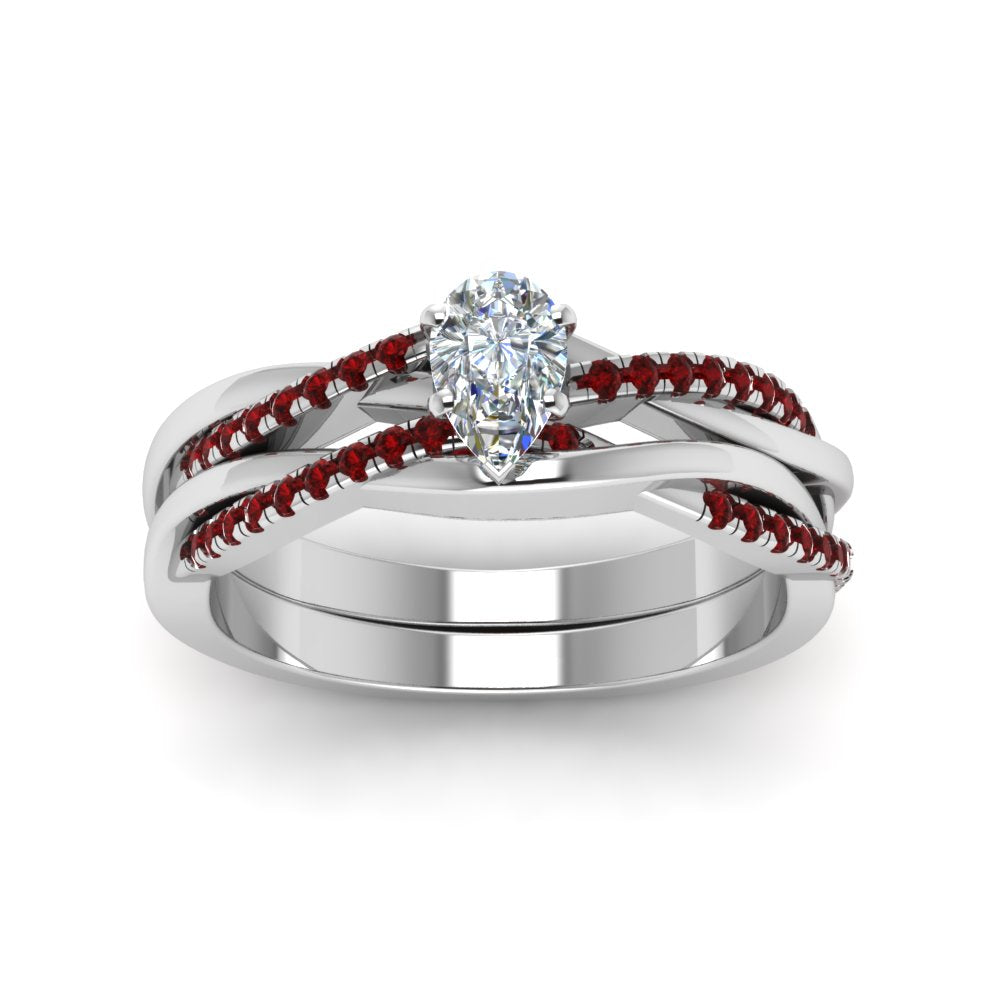 pear-shaped-Infinity-twist-diamond-matching-bridal-set-with-ruby-in-14K-white-gold-FD8253PEGRUDR-NL-WG