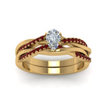 Load image into Gallery viewer, pear-shaped-Infinity-twist-diamond-matching-bridal-set-with-ruby-in-14K-yellow-gold-FD8253PEGRUDR-NL-YG
