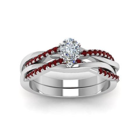 pear-shaped-Infinity-twist-diamond-matching-bridal-set-with-ruby-in-950-Platinum-FD8253PEGRUDR-NL-WG