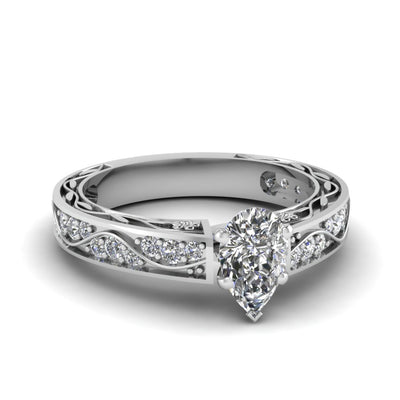Antique Filigree Pear Diamond Ring