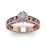 Load image into Gallery viewer, pear-shaped-antique-filigree-diamond-ring-with-blue-sapphire-in-14K-rose-gold-FDENS3543PERGSABLANGLE5-NL-RG
