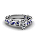 Load image into Gallery viewer, pear-shaped-antique-filigree-diamond-ring-with-blue-sapphire-in-950-platinum-FDENS3543PERGSABL-NL-WG
