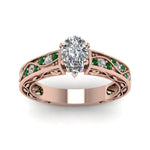 Load image into Gallery viewer, pear-shaped-antique-filigree-diamond-ring-with-emerald-in-14K-rose-gold-FDENS3543PERGEMGRANGLE5-NL-RG
