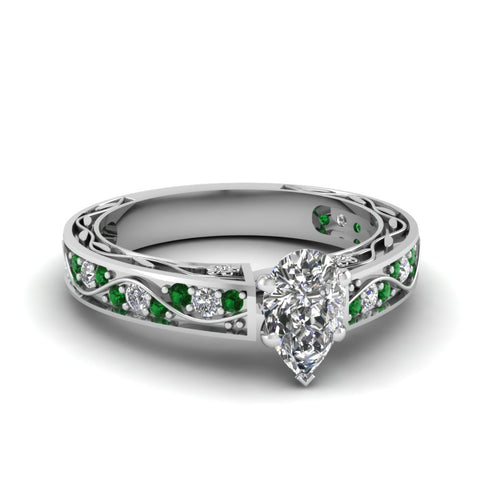 pear-shaped-antique-filigree-diamond-ring-with-emerald-in-14K-white-gold-FDENS3543PERGEMGR-NL-WG