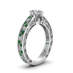 Load image into Gallery viewer, pear-shaped-antique-filigree-diamond-ring-with-emerald-in-950-platinum-FDENS3543PERGEMGRANGLE2-NL-WG_ee911ef9-0851-417e-bf6b-808bdf8be0e8
