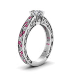 Load image into Gallery viewer, pear-shaped-antique-filigree-diamond-ring-with-pink-sapphire-in-14K-white-gold-FDENS3543PERGSADRPIANGLE2-NL-WG_5c612340-1c7c-4e3d-91b9-396c0b2841d7
