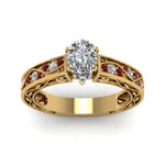 Load image into Gallery viewer, pear-shaped-antique-filigree-diamond-ring-with-ruby-in-14K-yellow-gold-FDENS3543PERGRUDRANGLE5-NL-YG
