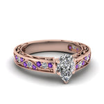 Load image into Gallery viewer, pear-shaped-antique-filigree-diamond-ring-with-violac-topaz-in-14K-rose-gold-FDENS3543PERGVITO-NL-RG_9064fb1a-052e-4a33-957b-fe4521ada0cd
