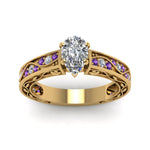 Load image into Gallery viewer, pear-shaped-antique-filigree-diamond-ring-with-violac-topaz-in-14K-yellow-gold-FDENS3543PERGVITOANGLE5-NL-YG_3caed4a4-0a65-4c77-aae0-c3adb2e4df21
