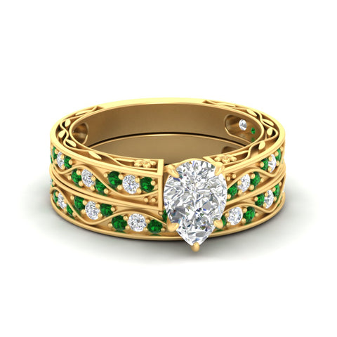 pear-shaped-antique-filigree-emerald-bridal-ring-set-in-yellow-gold-fdens3543pegemgrsleep-nl-yg.jpg