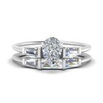 Load image into Gallery viewer, pear-shaped-bar-set-diamond-ring-with-matching-3-baguette-wedding-band-in-FDENS100PE-NL-WG
