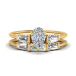 Load image into Gallery viewer, pear-shaped-bar-set-diamond-ring-with-matching-3-baguette-wedding-band-in-FDENS100PE-NL-YG
