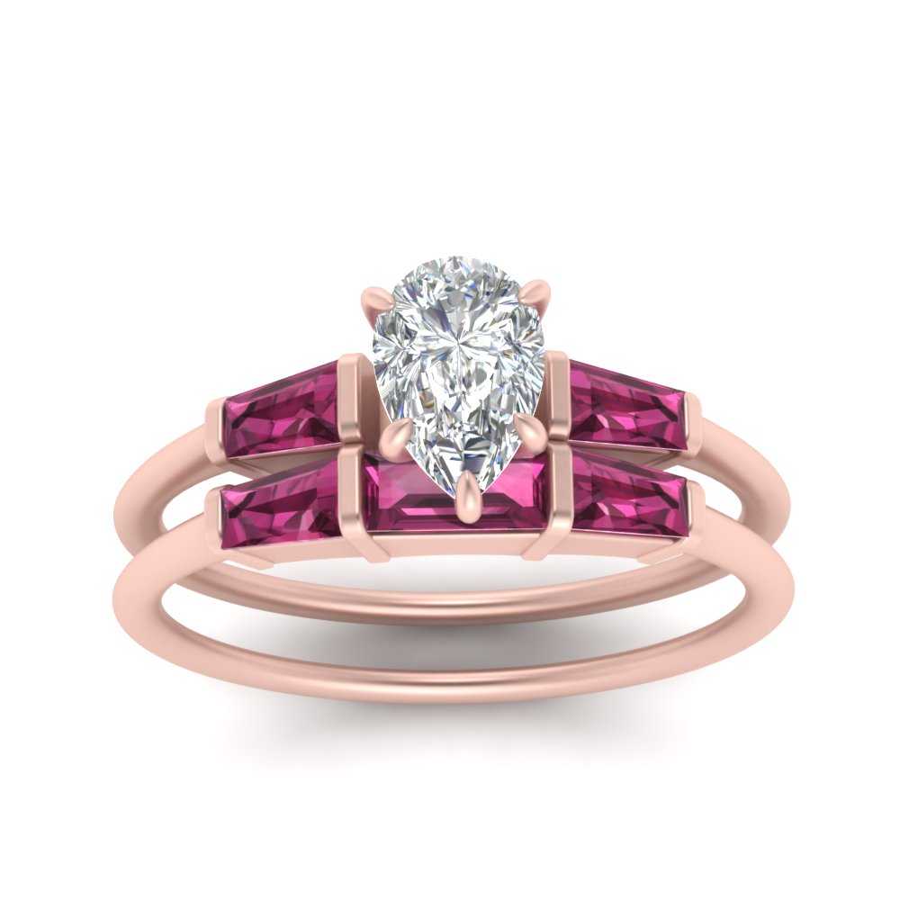 pear-shaped-bar-set-pink-sapphire-ring-with-matching-3-baguette-wedding-band-in-FDENS100PEGSADRPI-NL-RG