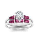 Load image into Gallery viewer, pear-shaped-bar-set-pink-sapphire-ring-with-matching-3-baguette-wedding-band-in-FDENS100PEGSADRPI-NL-WG
