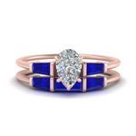 Load image into Gallery viewer, pear-shaped-bar-set-sapphire-ring-with-matching-3-baguette-wedding-band-in-FDENS100PEGSABL-NL-RG
