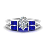 Load image into Gallery viewer, pear-shaped-bar-set-sapphire-ring-with-matching-3-baguette-wedding-band-in-FDENS100PEGSABL-NL-WG
