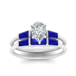 Load image into Gallery viewer, pear-shaped-bar-set-sapphire-ring-with-matching-3-baguette-wedding-band-in-FDENS100PEGSABL-NL-WG
