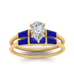 Load image into Gallery viewer, pear-shaped-bar-set-sapphire-ring-with-matching-3-baguette-wedding-band-in-FDENS100PEGSABL-NL-YG
