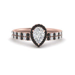 Load image into Gallery viewer, pear-shaped-black-diamond-halo-wedding-ring-set-in-rose-gold-FD8523PEGBLACK-NL-RG