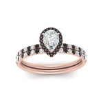 Load image into Gallery viewer, pear-shaped-black-diamond-halo-wedding-ring-set-in-rose-gold-FD8523PEGBLACK-NL-RG