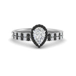 Load image into Gallery viewer, pear-shaped-black-diamond-halo-wedding-ring-set-in-white-gold-FD8523PEGBLACK-NL-WG