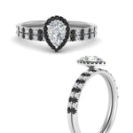 Load image into Gallery viewer, pear-shaped-black-diamond-halo-wedding-ring-set-in-white-gold-FD8523PEGBLACK-NL-WG
