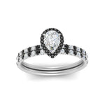 Load image into Gallery viewer, pear-shaped-black-diamond-halo-wedding-ring-set-in-white-gold-FD8523PEGBLACK-NL-WG