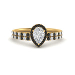 Load image into Gallery viewer, pear-shaped-black-diamond-halo-wedding-ring-set-in-yellow-gold-FD8523PEGBLACK-NL-YG