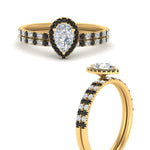 Load image into Gallery viewer, pear-shaped-black-diamond-halo-wedding-ring-set-in-yellow-gold-FD8523PEGBLACK-NL-YG
