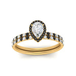Load image into Gallery viewer, pear-shaped-black-diamond-halo-wedding-ring-set-in-yellow-gold-FD8523PEGBLACK-NL-YG
