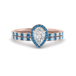 Load image into Gallery viewer, pear-shaped-blue-topaz-halo-wedding-ring-set-in-rose-gold-FD8523PEGICBLTO-NL-RG