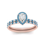 Load image into Gallery viewer, pear-shaped-blue-topaz-halo-wedding-ring-set-in-rose-gold-FD8523PEGICBLTO-NL-RG