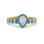 Load image into Gallery viewer, pear-shaped-blue-topaz-halo-wedding-ring-set-in-yellow-gold-FD8523PEGICBLTO-NL-YG

