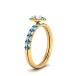 Load image into Gallery viewer, pear-shaped-blue-topaz-halo-wedding-ring-set-in-yellow-gold-FD8523PEGICBLTO-NL-YG