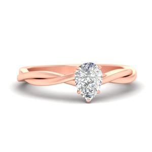 Pear Shaped Braided Shank Solitaire Engagement Ring