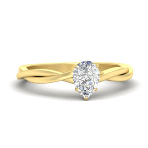 Pear Shaped Braided Shank Solitaire Engagement Ring