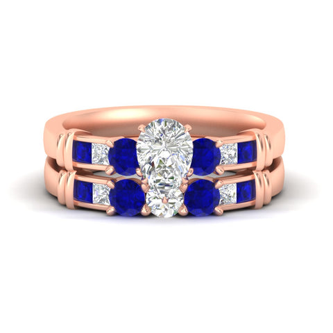 Pear Shaped Bar Design Lab Diamond Wedding Bridal Set
