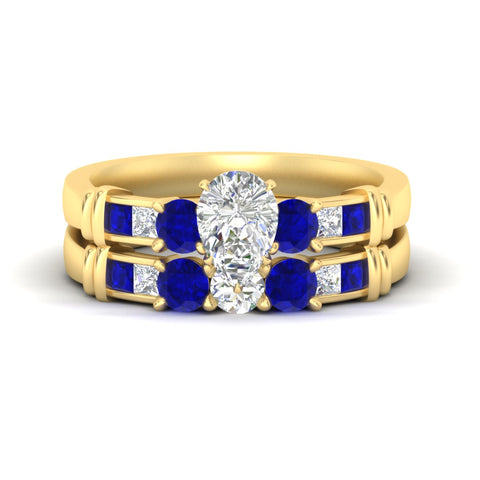 Pear Shaped Bar Design Lab Diamond Wedding Bridal Set