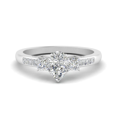 Pear Shaped Channel Three Stone Classic Diamond Ring