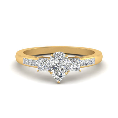 Pear Shaped Channel Three Stone Classic Diamond Ring