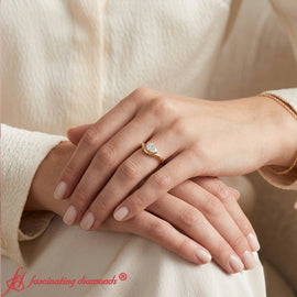 Curve Wave Pear Shaped Solitaire Diamond Ring