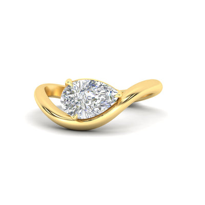 Modern Wave Design Signet Solitaire Ring