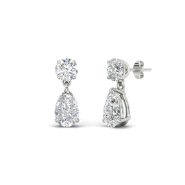 Round And Pear Drop Stud Earrings