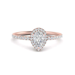 Pear Shaped Halo Petite Engagement Ring
