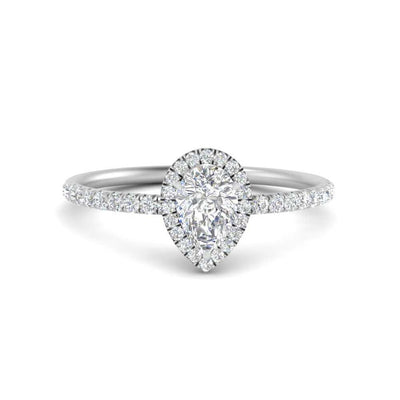 Halo Petite Pear Diamond Ring