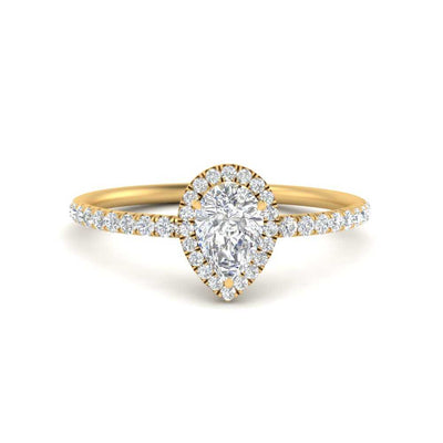 Halo Petite Pear Diamond Ring